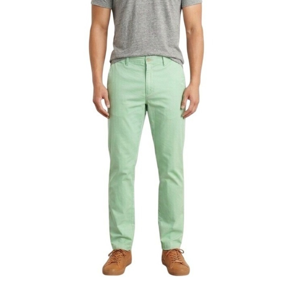 Peter Millar Men's Size 35 Green Pima Cotton Chino Golf Pants Casual Trousers
